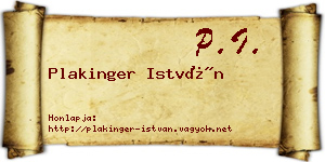 Plakinger István névjegykártya